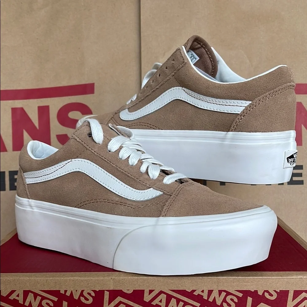 Vans WMNS Old Skool Stacked Soft Suede Burro/True White VN0A7Q5MB69 Platforms
